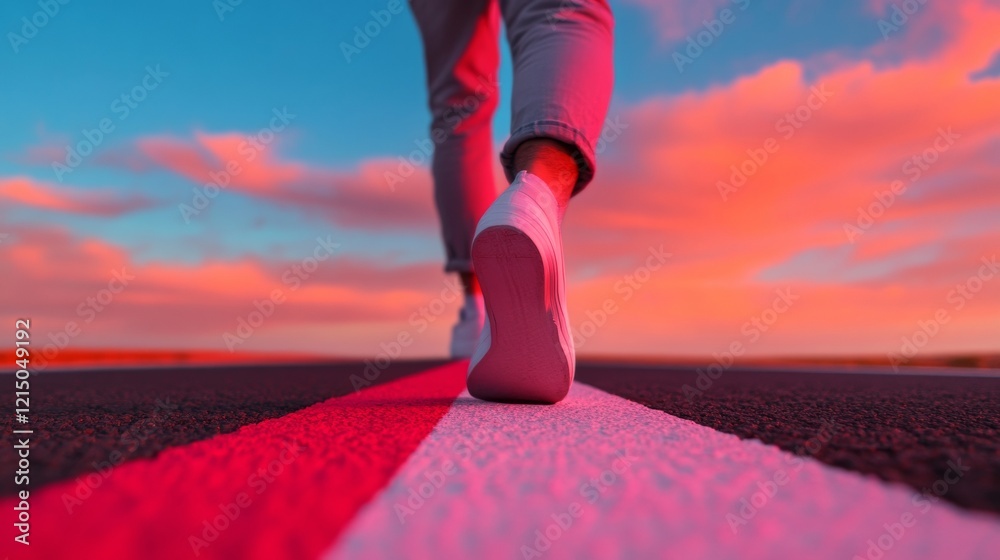 Aufkleber Dynamic Modern Lifestyle Capturing Motion Blur of Journey on Open Highway with Vibrant Sky - Impactful Travel Content for Adventure Tourism and Experiential Marketing