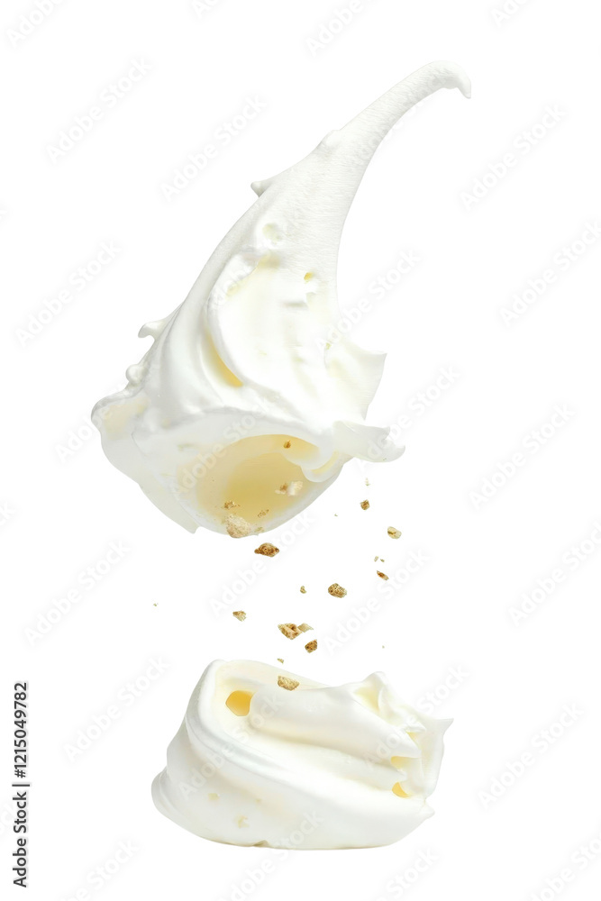 Poster whipped cream splashing against a dark black background creating an abstract visual effect isolated 