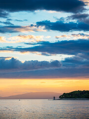 dramatic sky at sunset on Rab island, Croatia