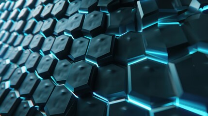 Obraz premium Abstract Hexagon Pattern with Blue Glowing Lines