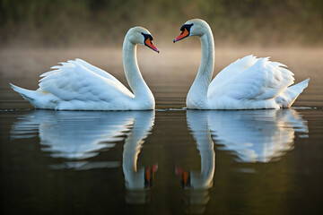 Fototapeta premium two swans in the lake