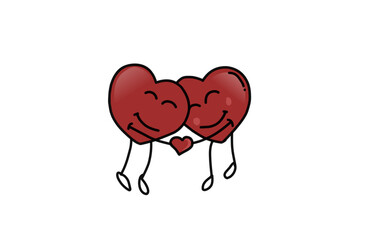 Cute Love Cartoon in Love Vector Illustration. Valentine Greeting Card Template
