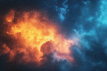 Fototapeta premium Bright orange nebula with scattered stars illuminated against a dark sky creating a stunning cosmic scene for astronomy enthusiasts and space lovers