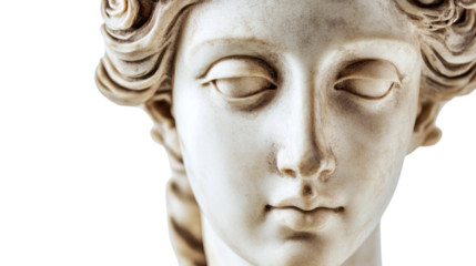 face of a buddha isolated on a white background