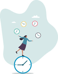 Time management for best efficiency and productivity, manage project and control timeline or schedule,business concept.flat character.
