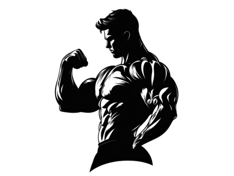 Isolated Bodybuilder Silhouette