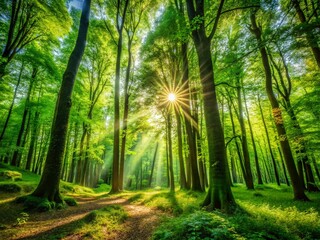 Naklejka premium Lush Green Leaf Panoramic: Vibrant Nature Background for Design