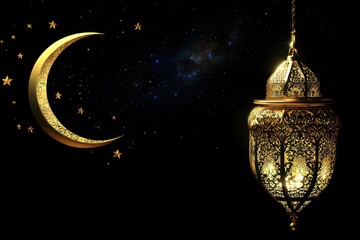 Beautiful Ramadan Lantern and Crescent Moon Decoration