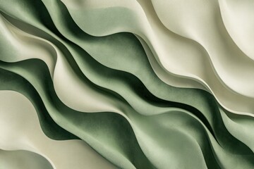Obraz premium Abstract Wavy Lines in Soft Green and Cream Tones