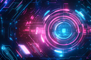 Obraz premium Abstract background with neon lights and futuristic elements