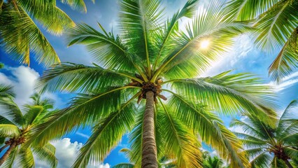 Lush Tropical Coconut Palm Tree Panoramic - Perfect for Summer Designs