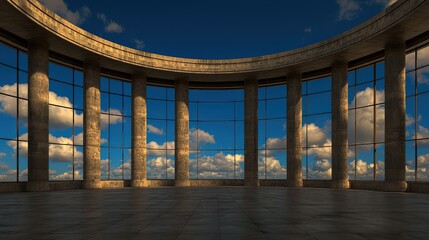 Fototapeta premium Stunning architectural viewpoint indoor clouds