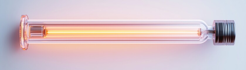 A glowing glass tube with an orange light source for innovative design and decor.