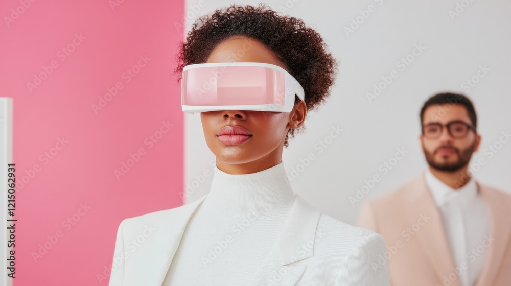Aufkleber contemporary office revolution mixed-reality collaboration in smart ar glass workspace - futuristic 