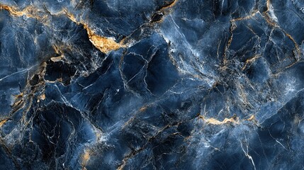Dark blue abstract marble texture with gold veins for luxury background or design element