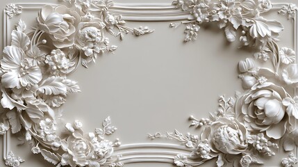 Elegant White Floral Bas Relief Wall Decor
