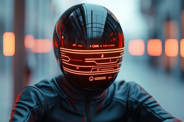 Hyperrealistic Digital Avatar Cutting-Edge CGI in Sleek Black Outfit - Urban AR Interface for Tech and Lifestyle Branding in Busying Cityscape