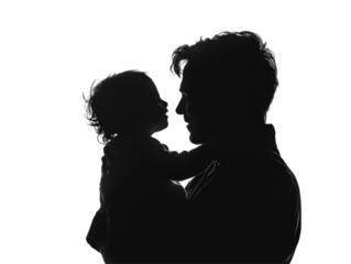 Isolated Father and Baby Silhouette