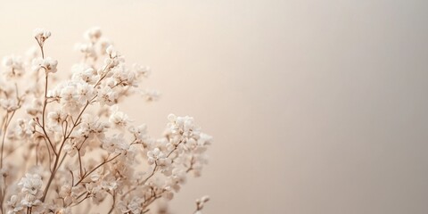 White flowers are gently arranged against a soft pastel background, adding a touch of tranquility and elegance to any setting