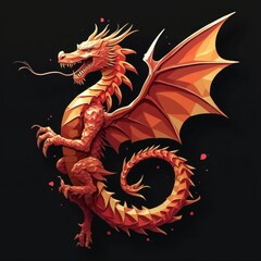 Abstract Geometric Dragon Logo