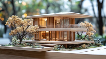 miniature model of a house being prepared by an architect for construction