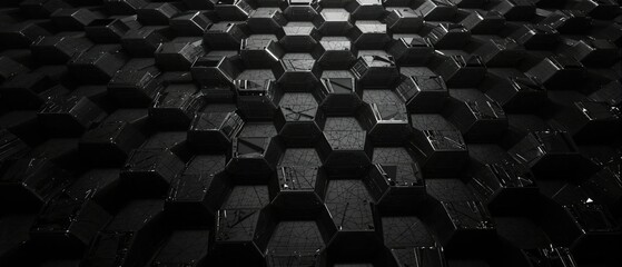 Obraz premium Black and White Geometric Hexagon Pattern for Textures and Backgrounds , hexagonal pattern, black and white, background patterns, minimalist design