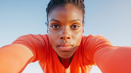 Empowering Visuals Dynamic Portrait of a Young Black Athlete in Vibrant Sportswear - Capturing Determination and Strength for Modern Marketing and Womens Leadership Content