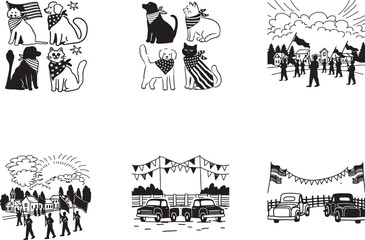 Obraz premium Creative and Unique July 4th Vector Silhouettes for Your Patriotic Designs