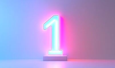 Glowing neon one, studio background, ranking, website