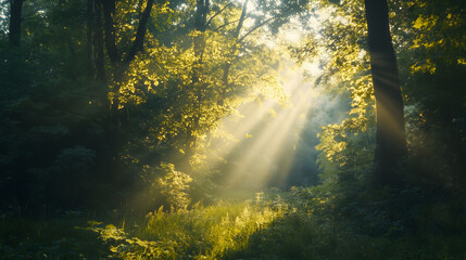 sun rays in the forest