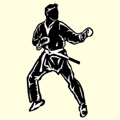 Obraz premium karate illustration icon logo