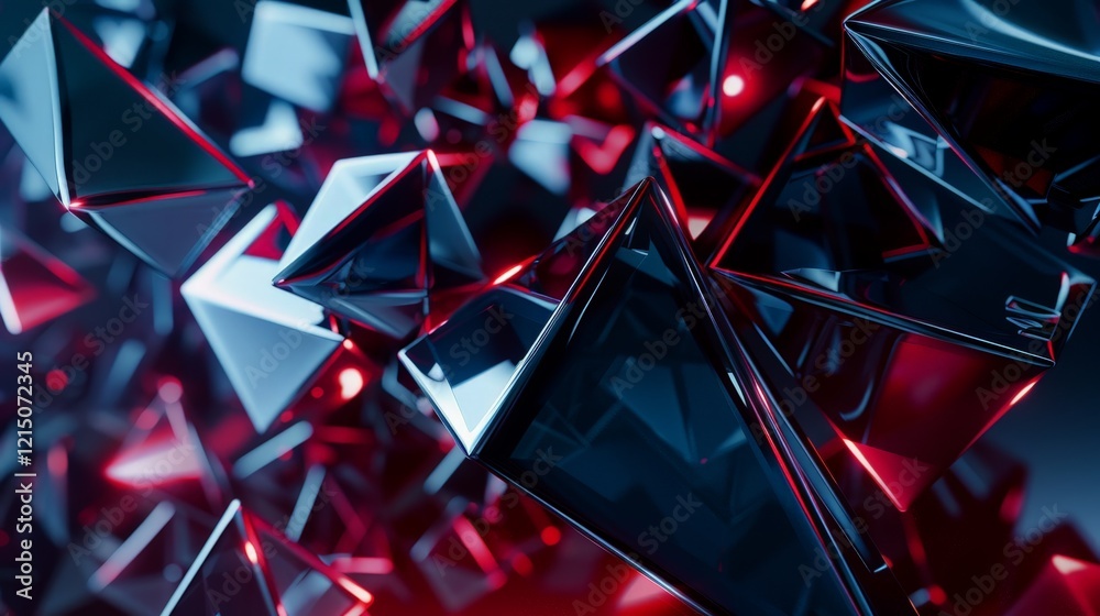 Poster abstract geometric background with red and blue triangles