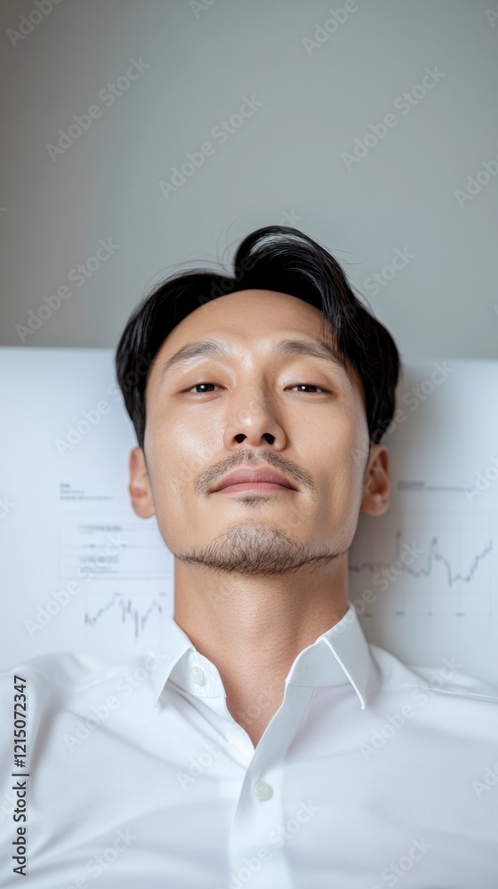 Aufkleber Digital Business Analysis Korean Businessman with Transparency Dashboard - Tech Enhanced Government Contracts and E-Procurement Efficiency in Modern Offices
