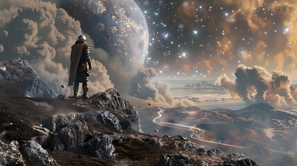 Obraz premium The Odyssey Begins: A Brave New World Explorer Embarks on a Cosmic Adventure