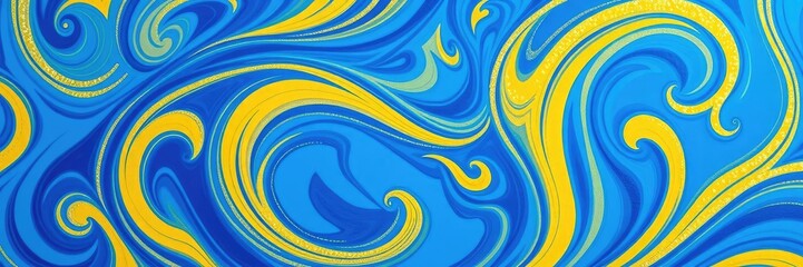 Blue and yellow swirling pattern with glittery accents, colorful patterns, layered colors, abstract swirled design