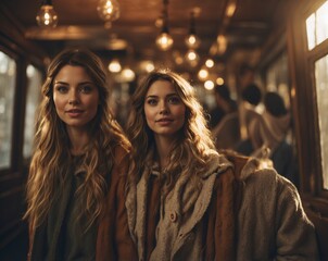 AI-generated image of two friends enjoying a meal together in a restaurant, capturing a warm and convivial atmosphere. The scene highlights friendship, socializing, and a cozy dining experience.

