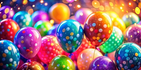 Macro Colorful Balloons Birthday Party Background - Festive Celebration