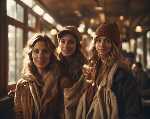 AI-generated image of a young group of friends riding the metro together, capturing a lively and social urban moment. The scene highlights friendship, city life, and youthful energy in a modern transi