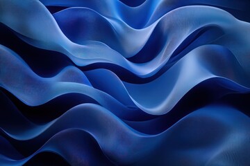 Obraz premium A digital wave pattern in various shades of blue, where the smooth curves and gradients create a sense of fluid motion