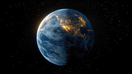 Fototapeta premium A satellite view of Earth at night, highlighting the eastern United States and parts of Central America and the Caribbean.