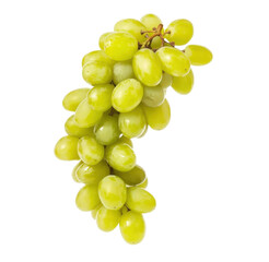 Fresh green grapes on a white background with clipping path for graphic design and food illustrations isolated on transparent background.