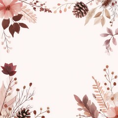 Obraz premium Delicate Autumnal Floral Frame Design With Pinecones