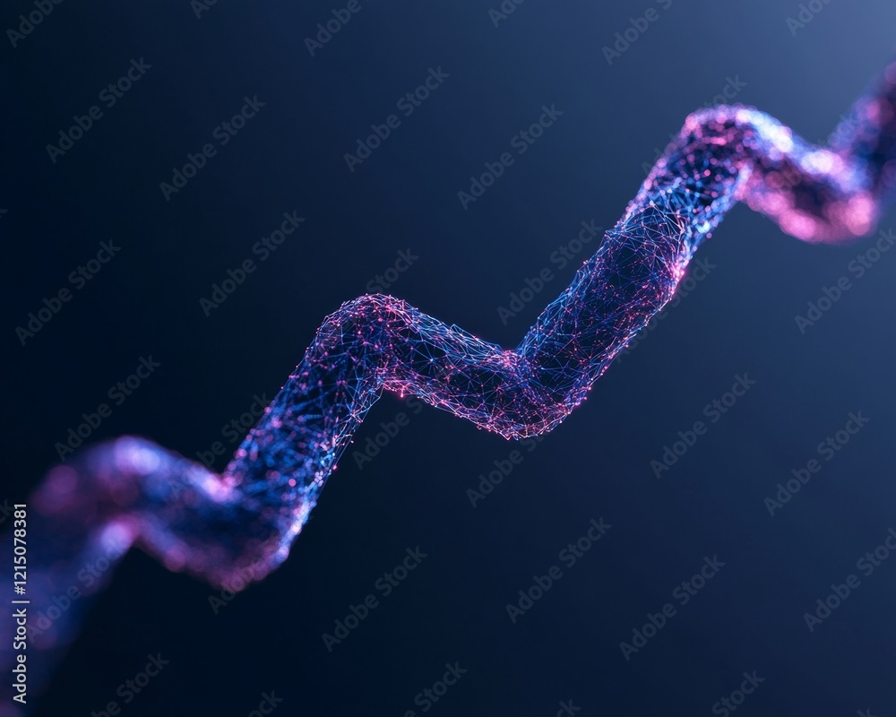 Aufkleber blockchain connectivity and security abstract digital network with glowing nodes in vibrant blue-pur