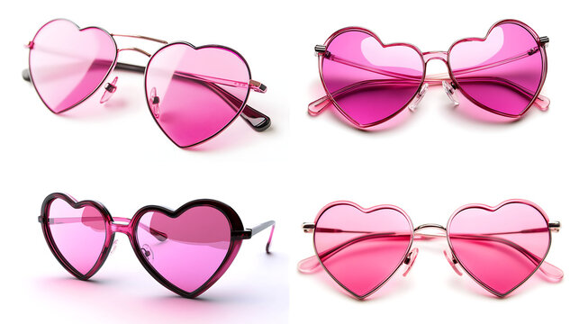 A couple of heart-shaped sunglasses with pink lenses, isolated on white background in HD .-# Create, explore, and organize on [midjourney.com](<https