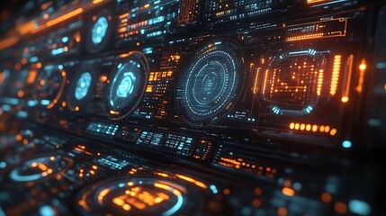 Obraz premium Futuristic digital interface dashboard.