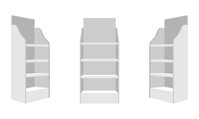 promotional display shelf set vector illustration isolated on white background. © Zhee-Graphic