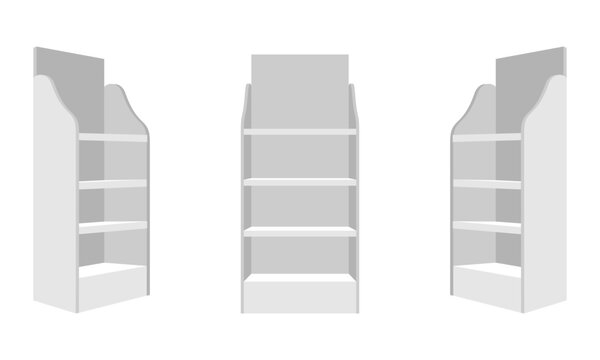 promotional display shelf set vector illustration isolated on white background.