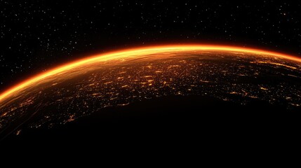 Obraz premium A satellite view of Earth at night, highlighting the eastern United States and parts of Central America and the Caribbean.