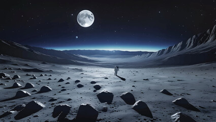 Vector of a moon over a vast desert landscape wallpaper..