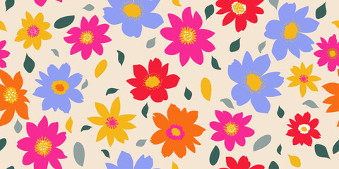 Exotic hand drawn flowers seamless patterns for wrapping paper, cover, abstract backgrounds, banner, textiles, fabric, clothing, home decor